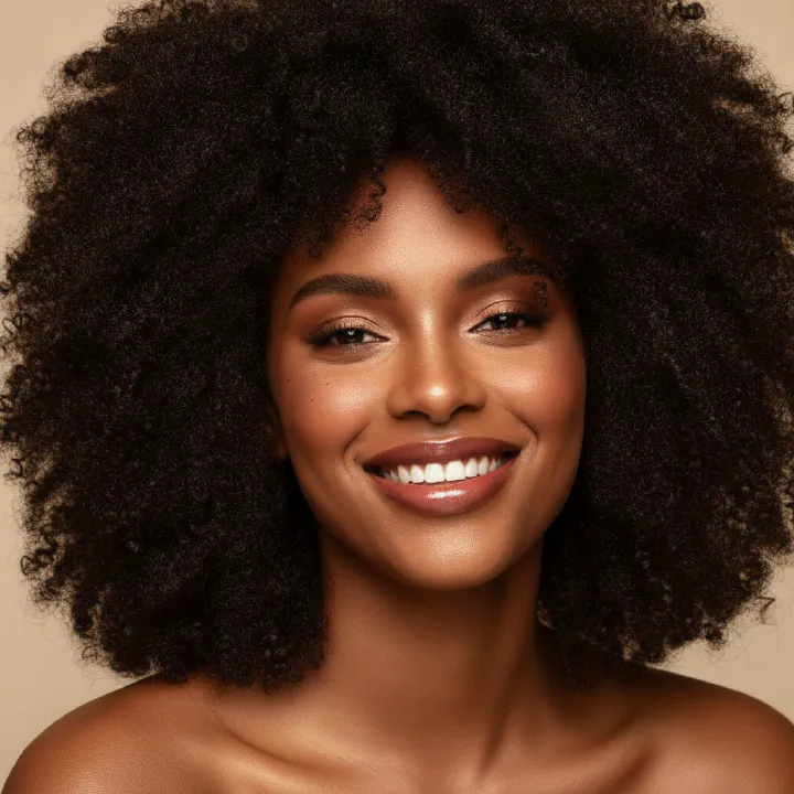 Mulher negra com cabelo crespo natural