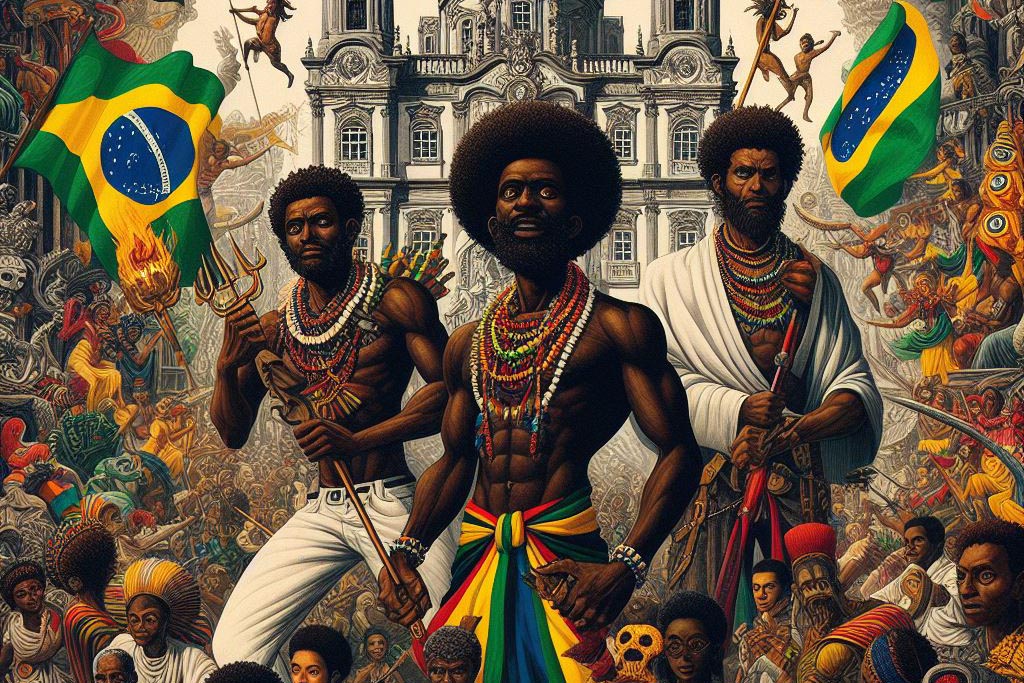 Pessoas participando de manifestação em celebração ao Dia da Consciência Negra