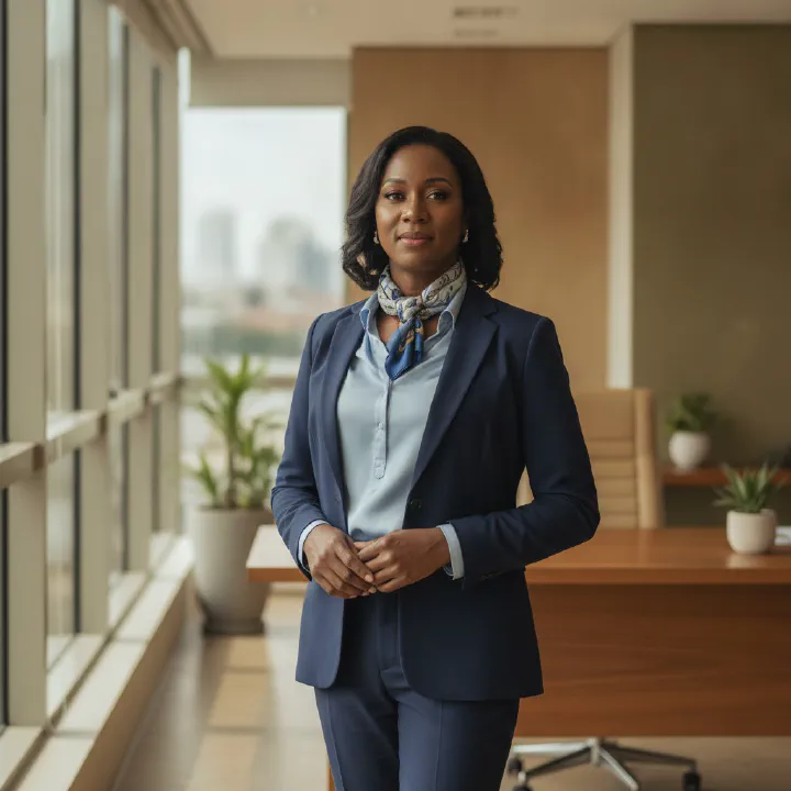 Mulher trans negra em ambiente de trabalho formal